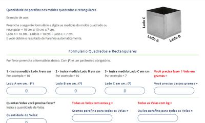 foto de calculadoras quantidade parafina em velas